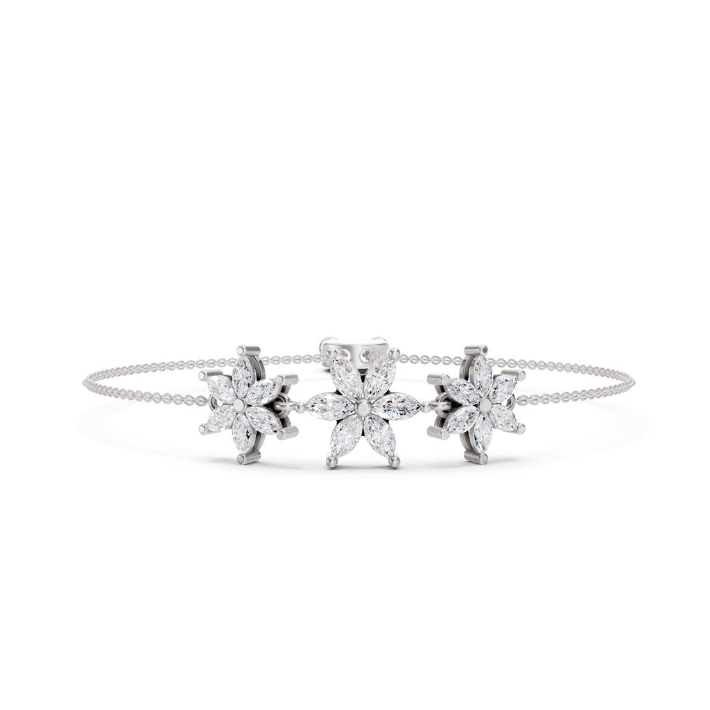 1.74 Carat Marquise Shaped Fashion Bracelet 14K - White Gold