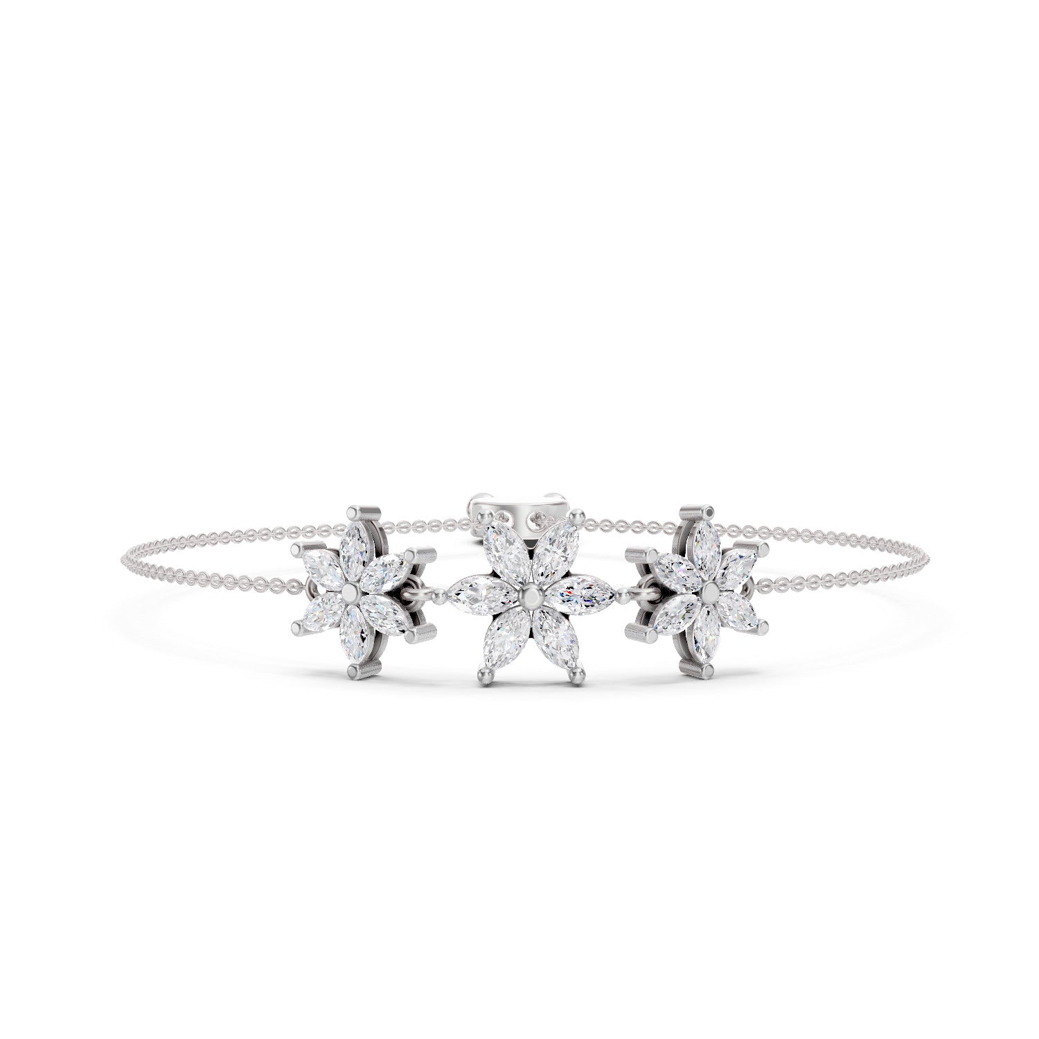 1.74 Carat Marquise Shaped Fashion Bracelet 14K - White Gold