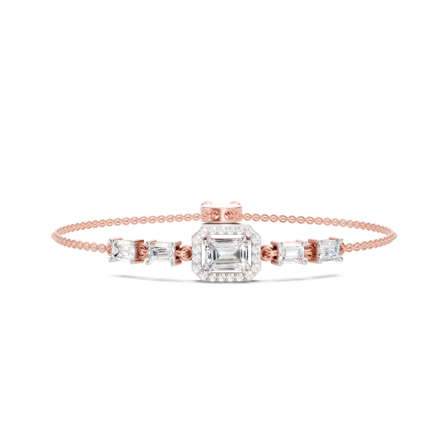 1.64 Carat Emerald Shaped Fashion Bracelet 14K - Rose Gold