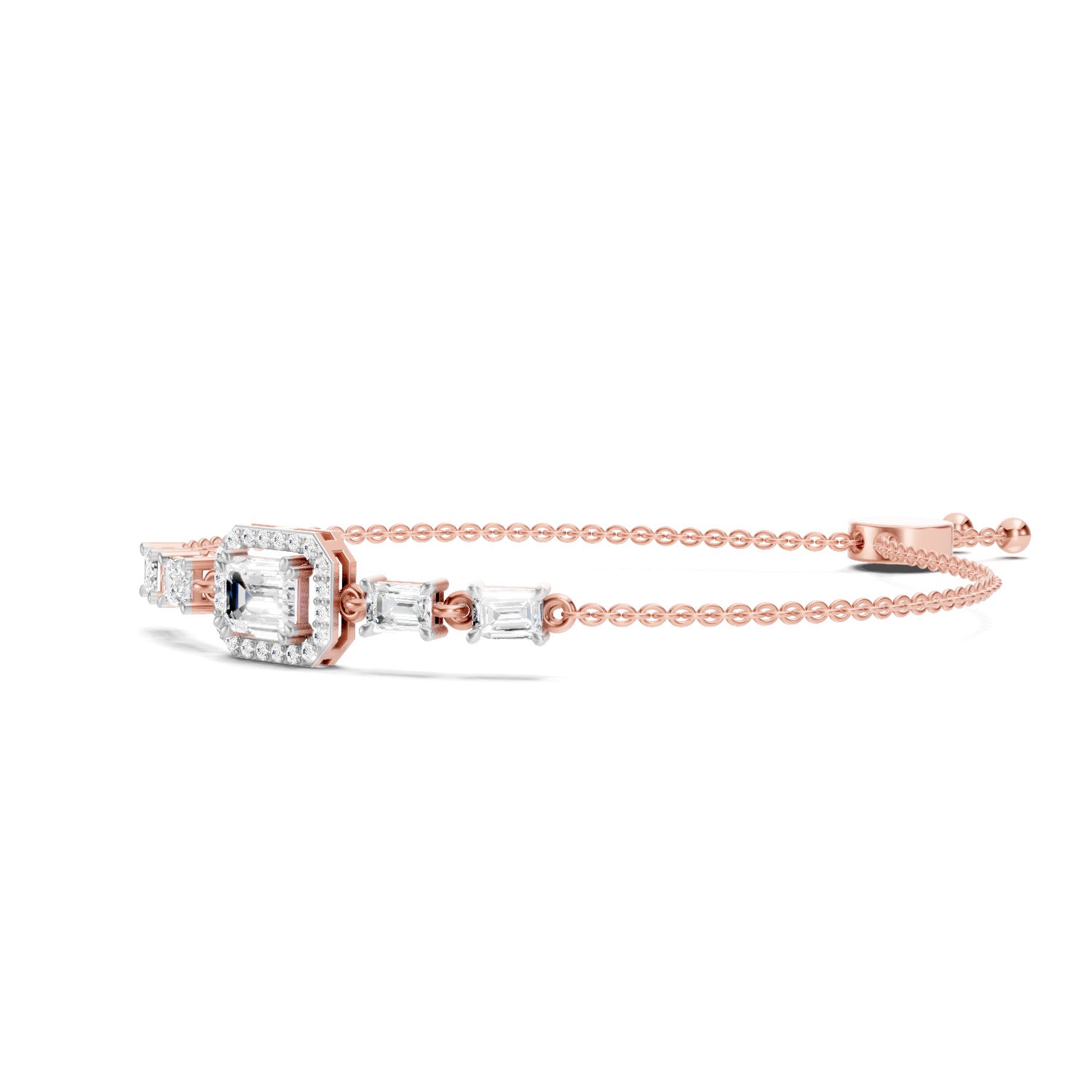 1.64 Carat Emerald Shaped Fashion Bracelet 14K - Rose Gold