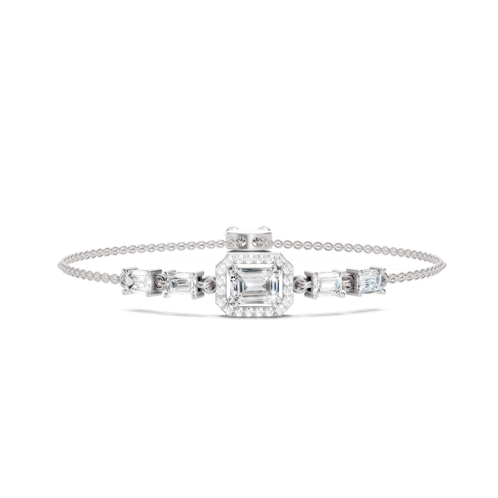 1.64 Carat Emerald Shaped Fashion Bracelet 14K - White Gold