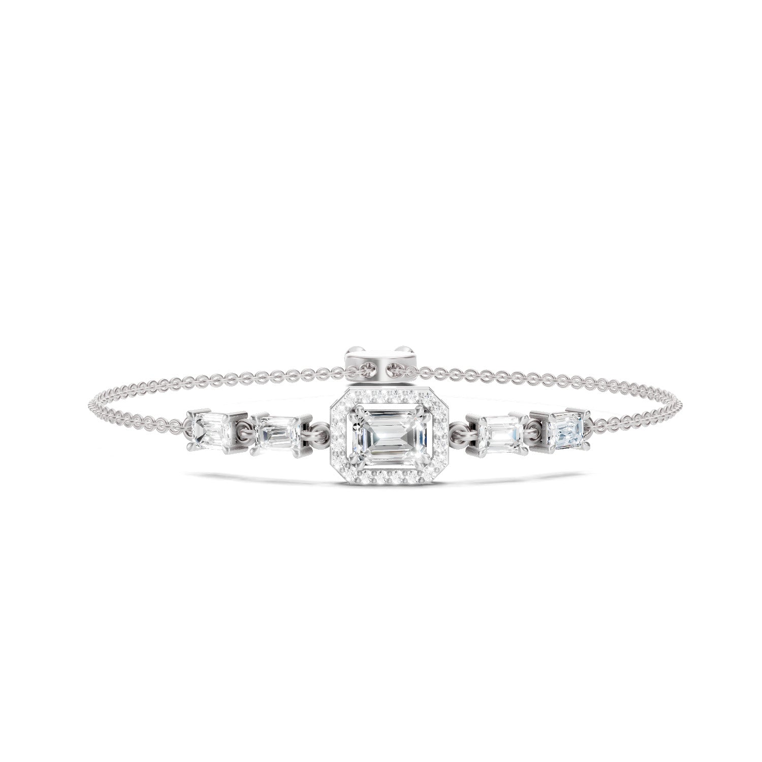1.64 Carat Emerald Shaped Fashion Bracelet 14K - White Gold