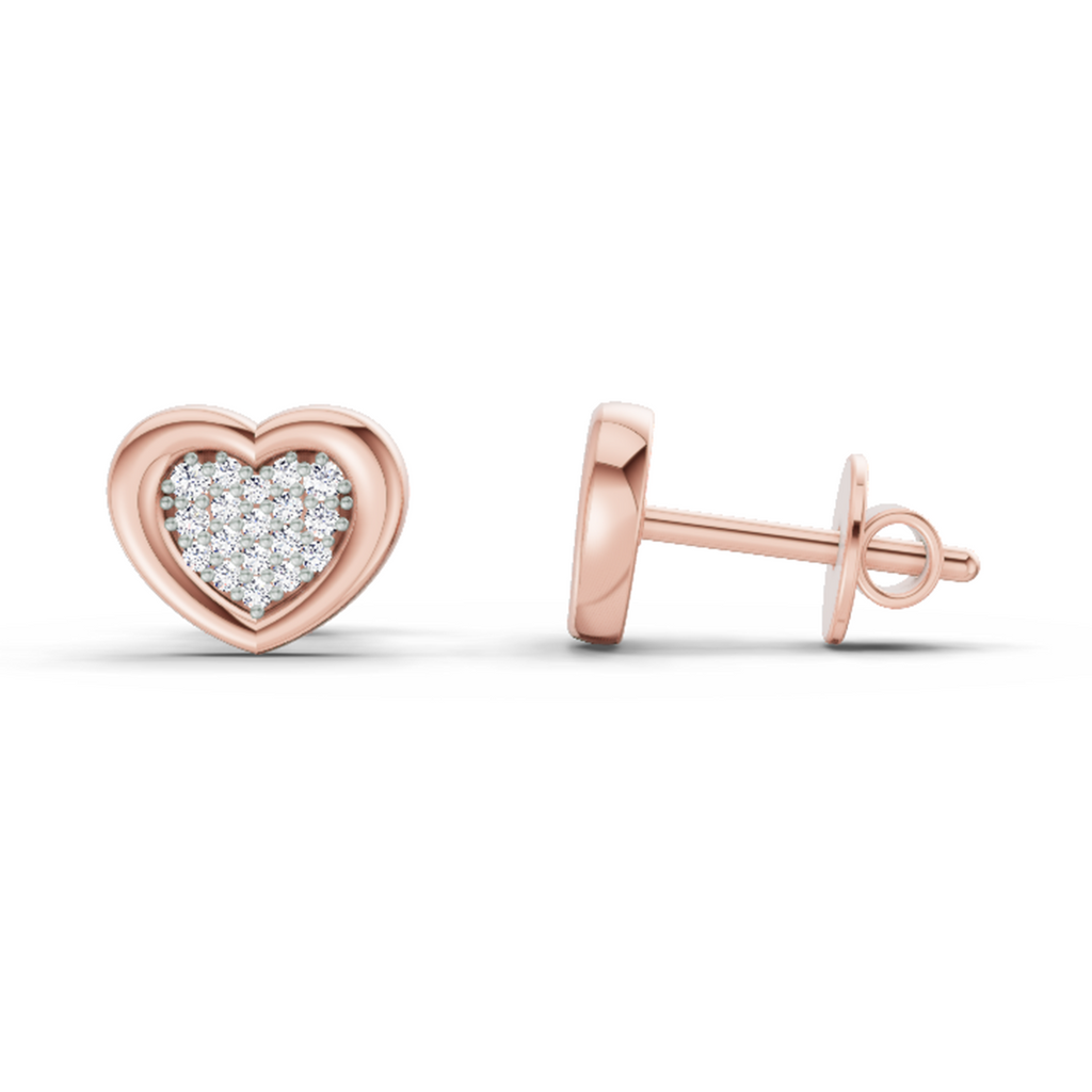 0.08 Carat Heart Shape Earrings 14Kt Diamond - Rose Gold