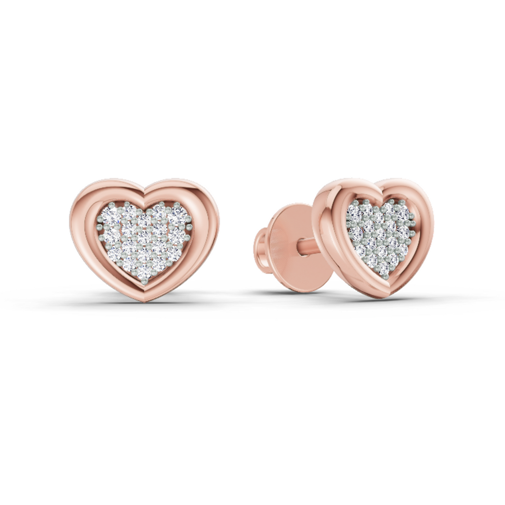 0.08 Carat Heart Shape Earrings 14Kt Diamond - Rose Gold