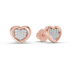 0.08 Carat Heart Shape Earrings 14Kt Diamond - Rose Gold