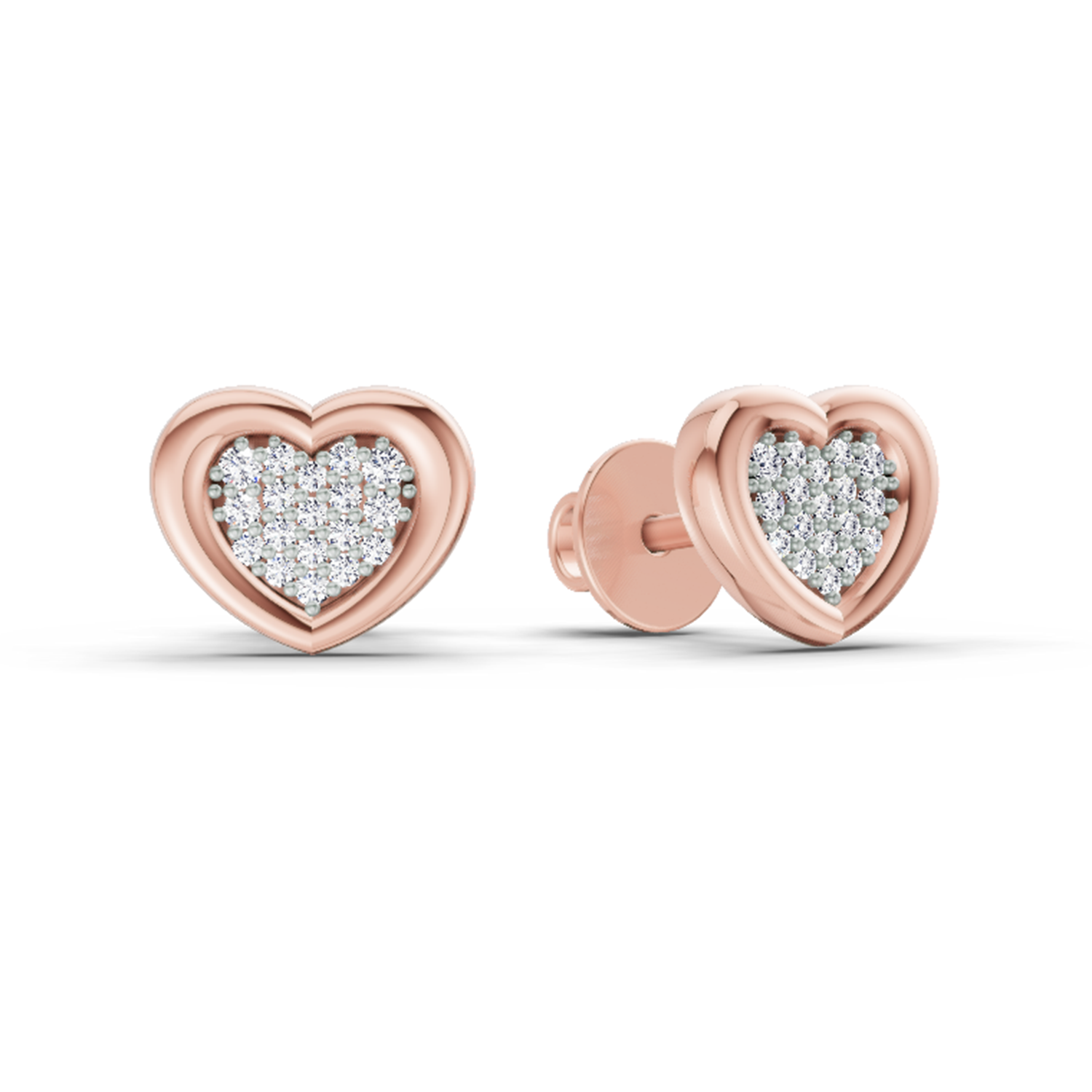 0.08 Carat Heart Shape Earrings 14Kt Diamond - Rose Gold