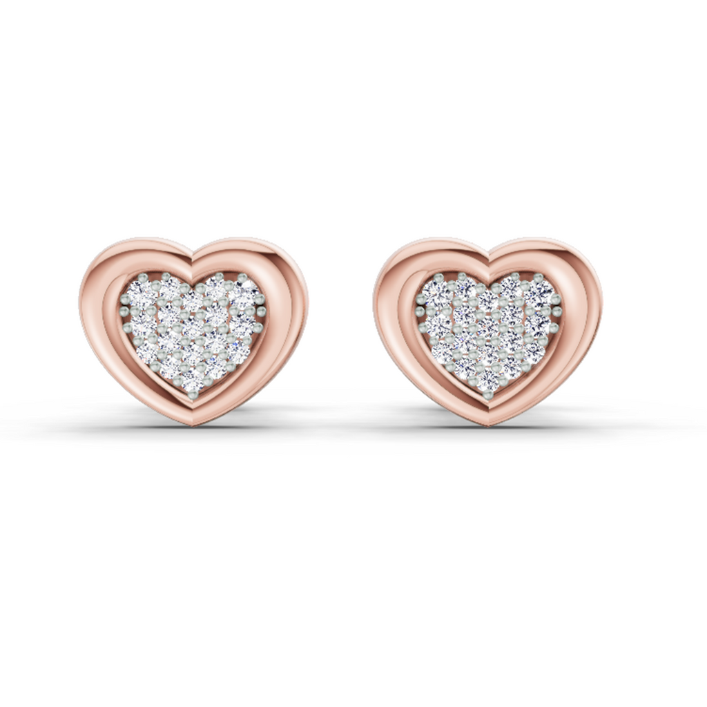 0.08 Carat Heart Shape Earrings 14Kt Diamond - Rose Gold
