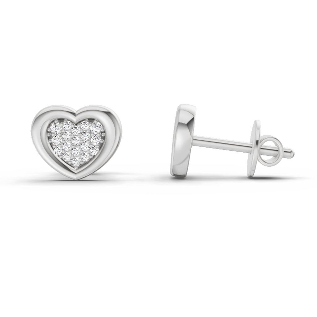 0.08 Carat Heart Shape Earrings 14Kt Diamond - White Gold