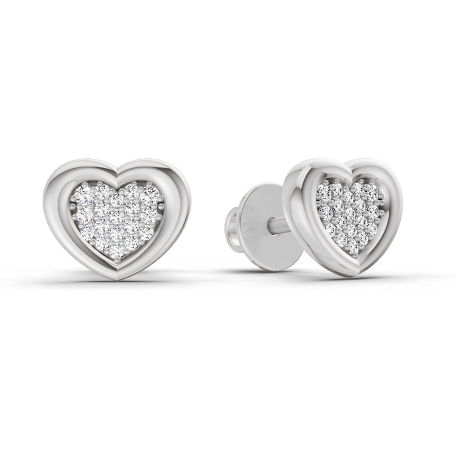 0.08 Carat Heart Shape Earrings 14Kt Diamond - White Gold