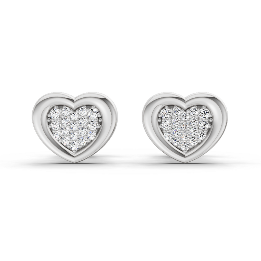0.08 Carat Heart Shape Earrings 14Kt Diamond - White Gold
