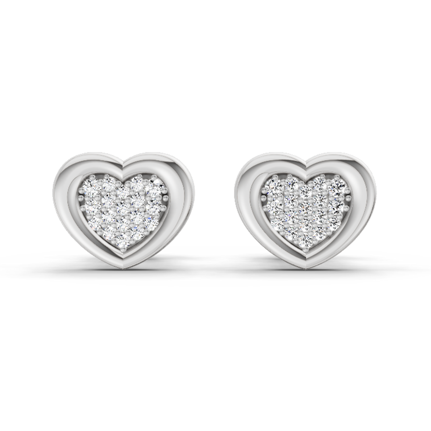 0.08 Carat Heart Shape Earrings 14Kt Diamond - White Gold
