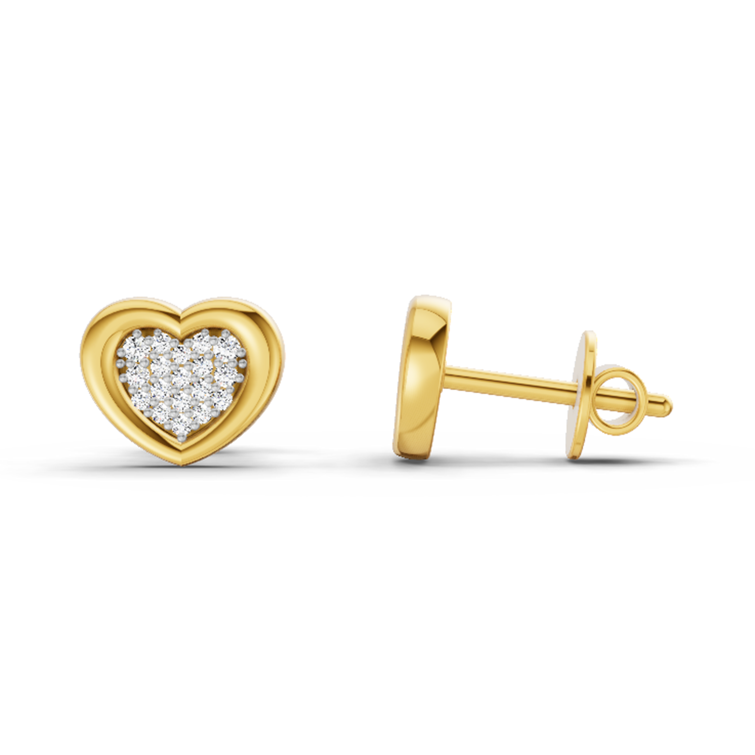 0.08 Carat Heart Shape Earrings 14Kt Diamond
