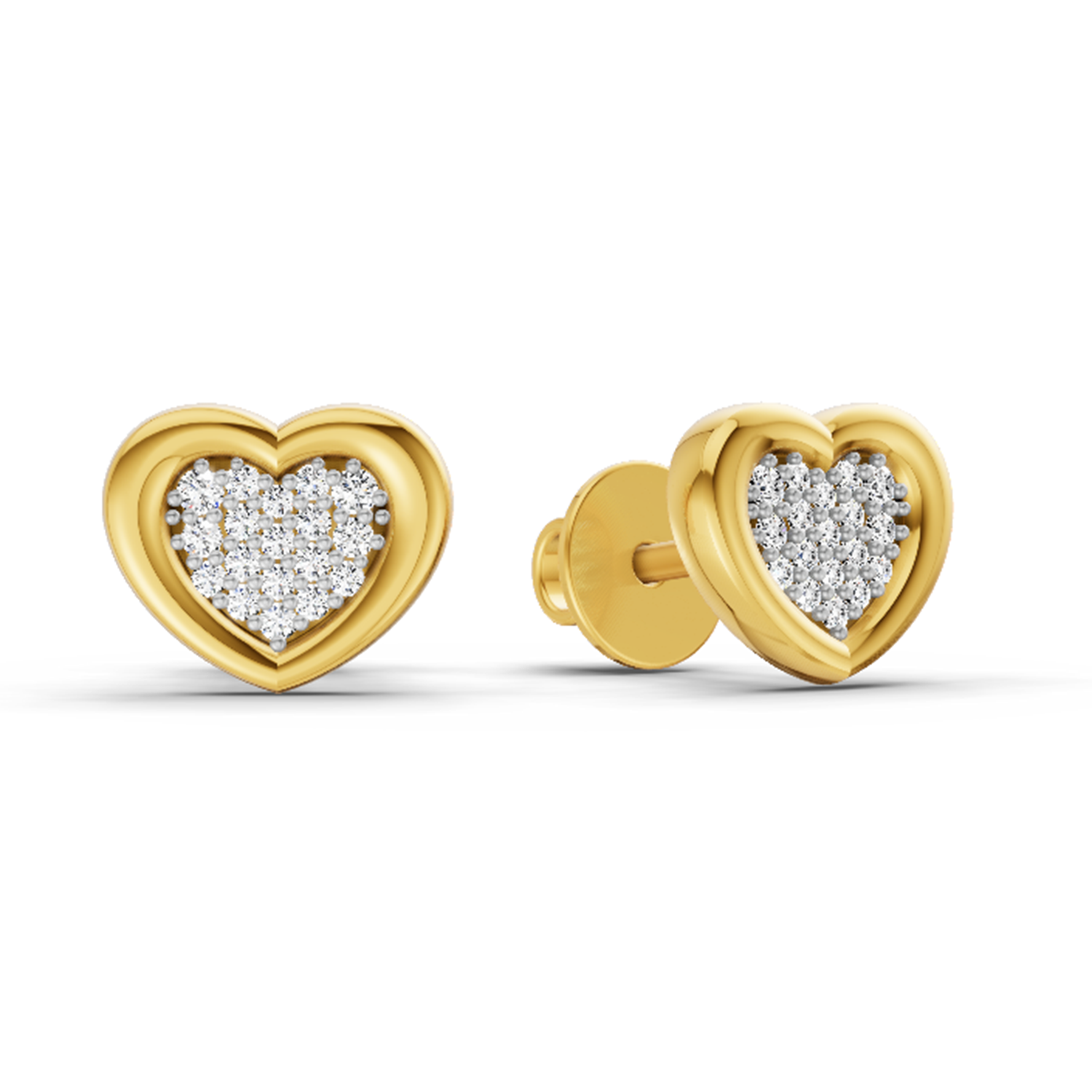 0.08 Carat Heart Shape Earrings 14Kt Diamond