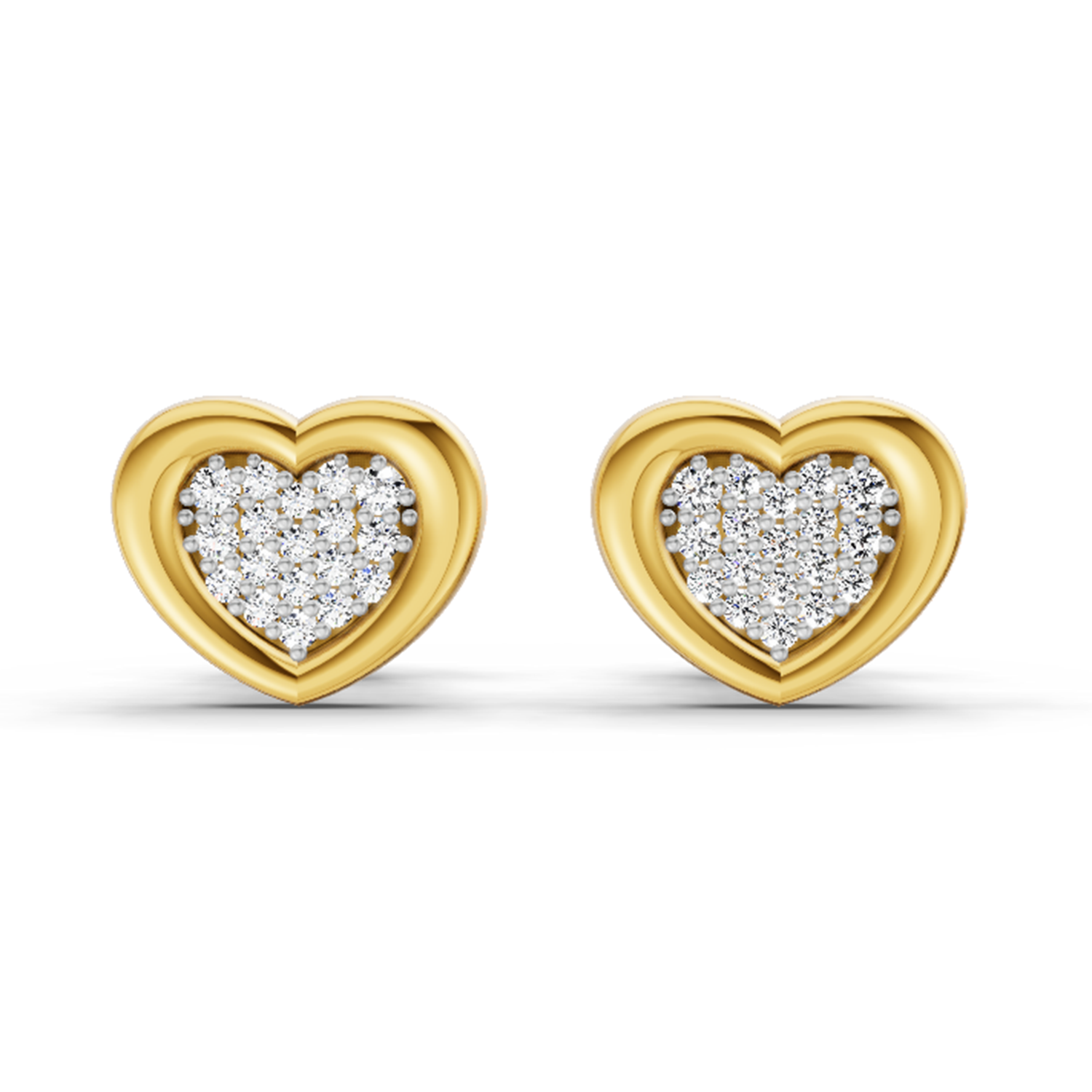 0.08 Carat Heart Shape Earrings 14Kt Diamond