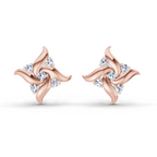 0.1 Carat Floral Stud Earrings 14K - Rose Gold