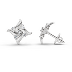 0.1 Carat Floral Stud Earrings 14K - White Gold
