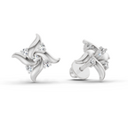 0.1 Carat Floral Stud Earrings 14K - White Gold