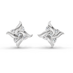 0.1 Carat Floral Stud Earrings 14K - White Gold