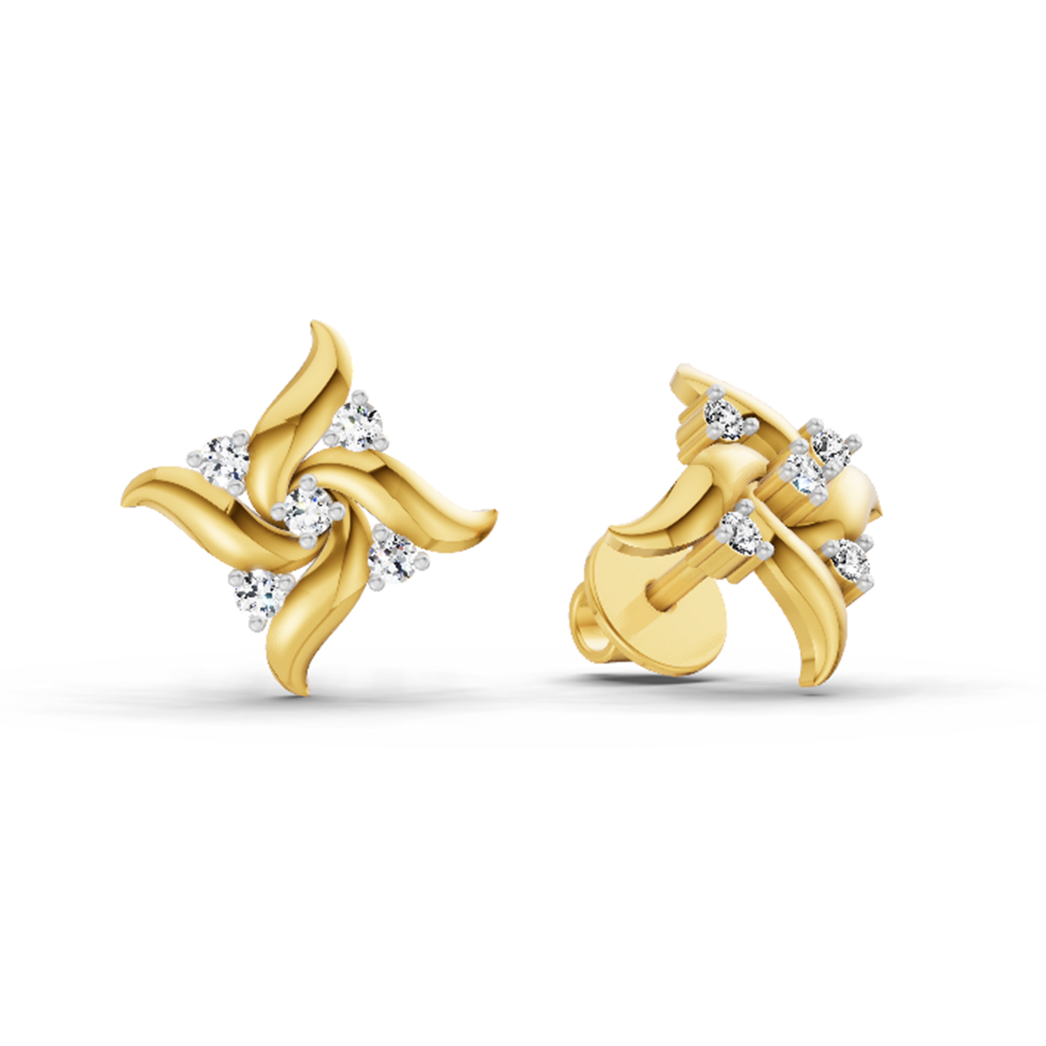 0.1 Carat Floral Stud Earrings 14K