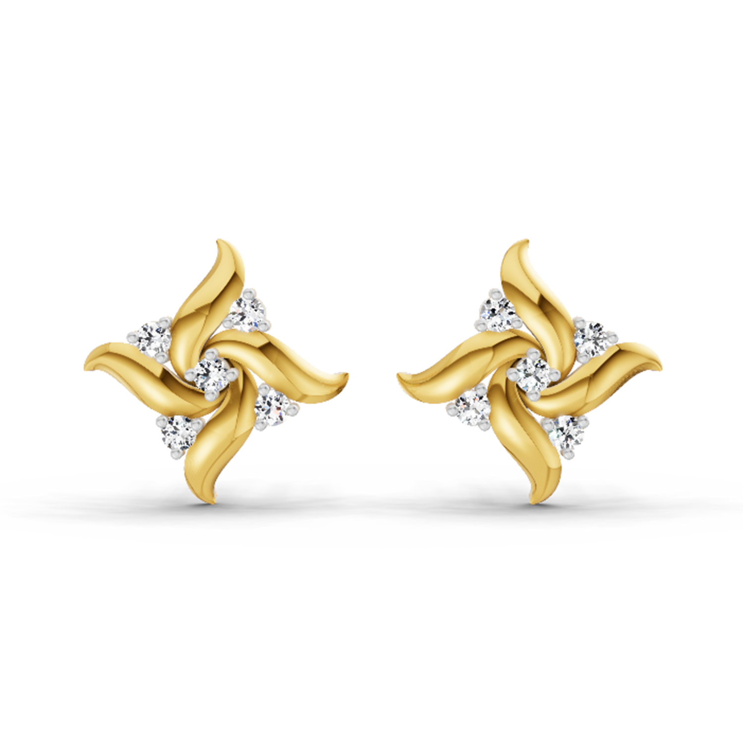 0.1 Carat Floral Stud Earrings 14K