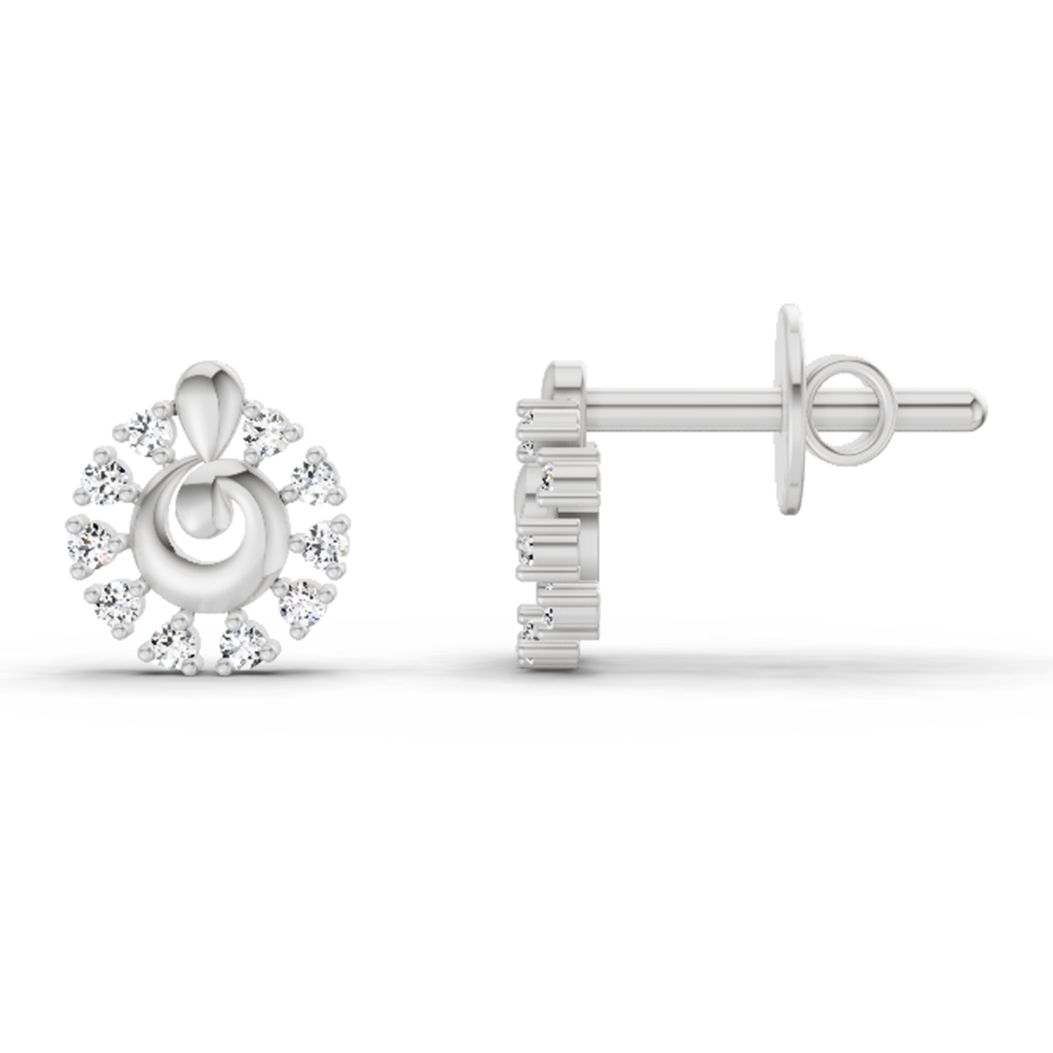 0.10 Ct Earrings 14K - White Gold
