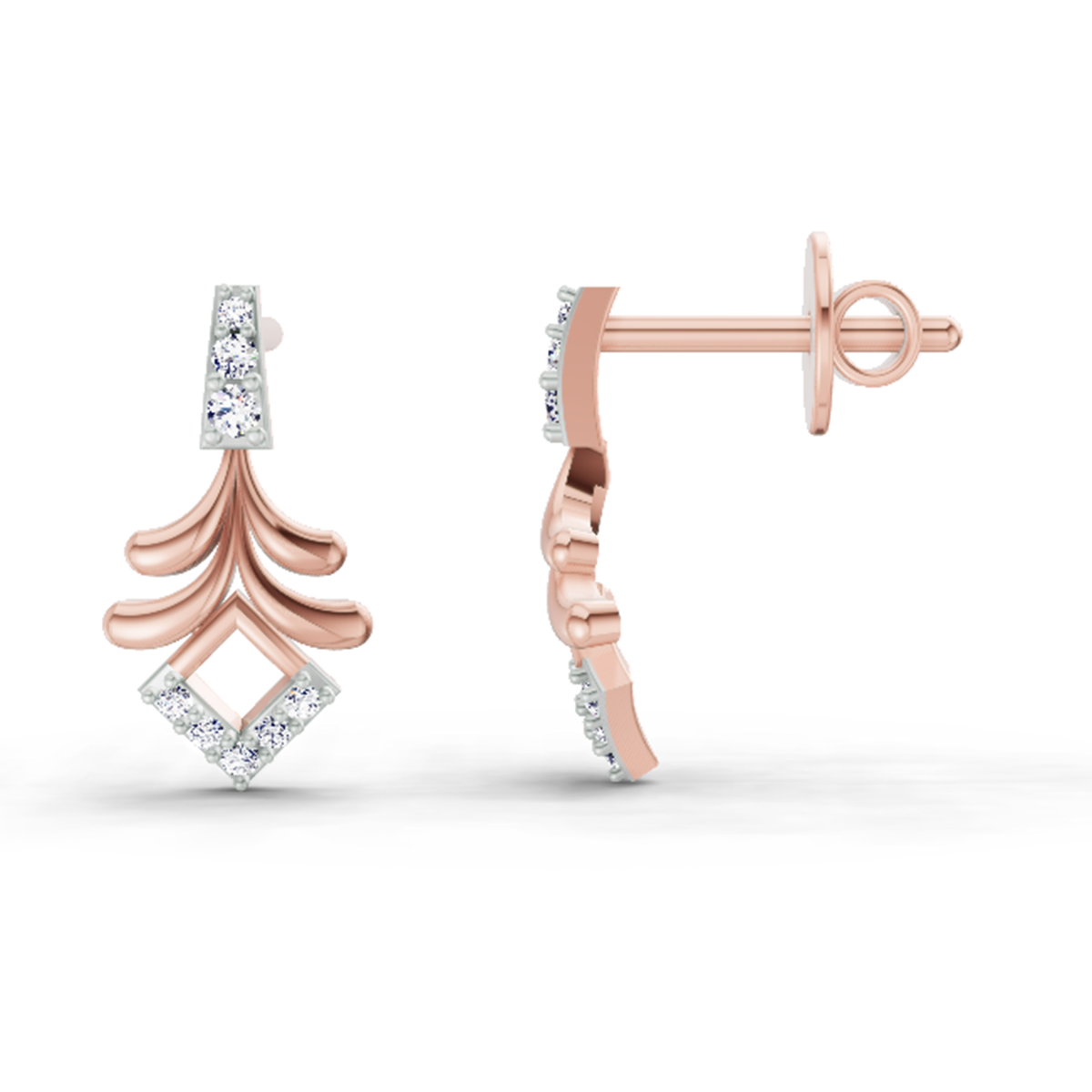 0.10 Ct Earrings 14K - Rose Gold