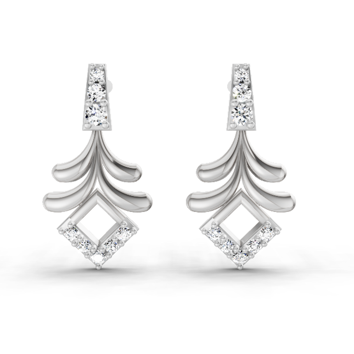 0.10 Ct Earrings 14K - White Gold