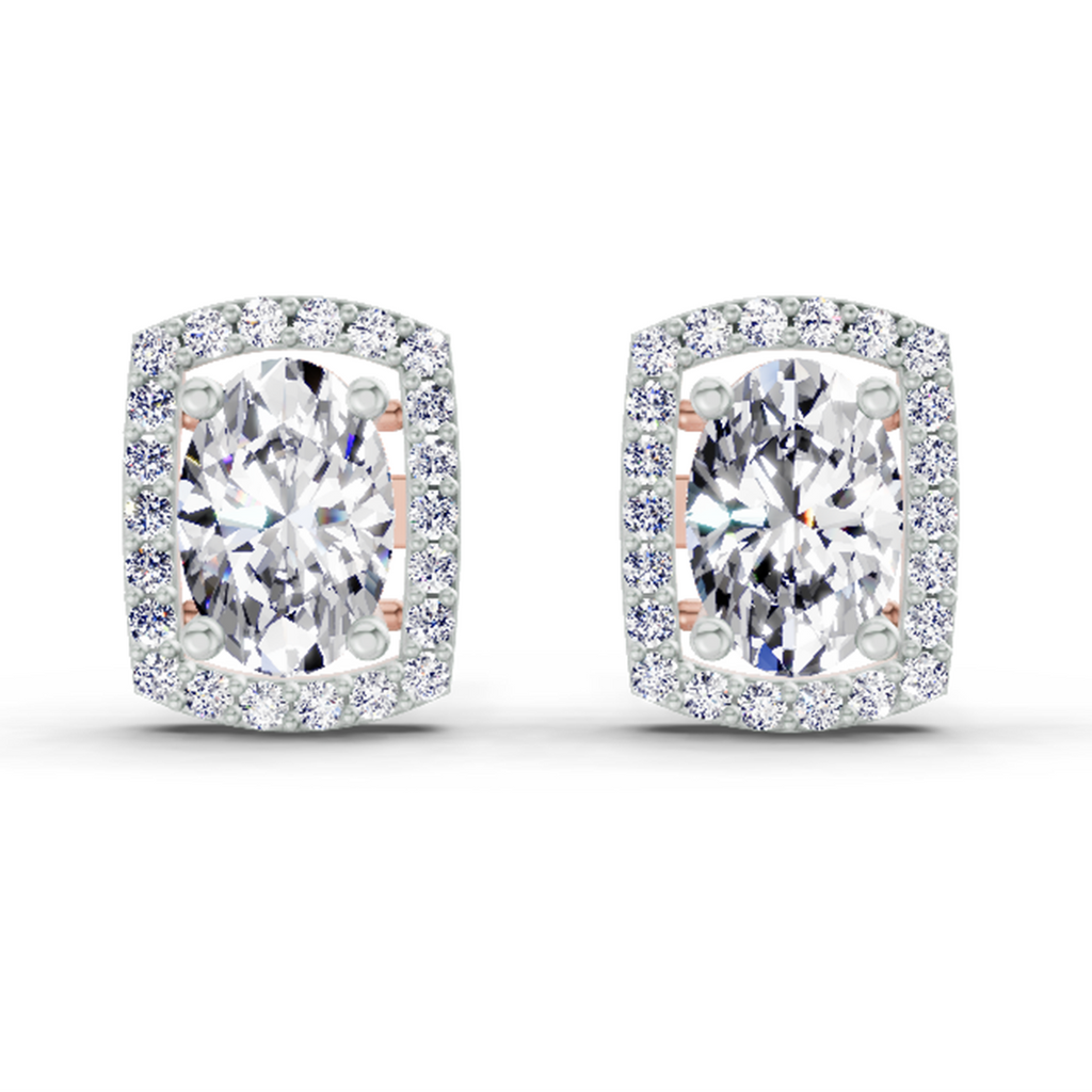 1.22 Ct Oval Shape Earrings 14K - Rose Gold