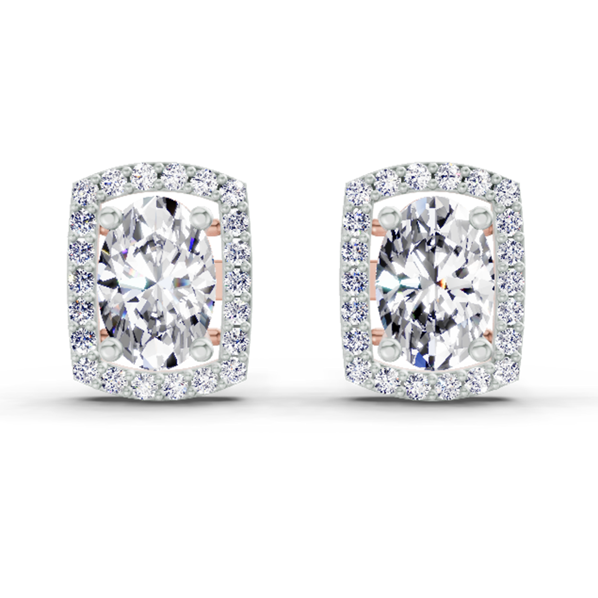 1.22 Ct Oval Shape Earrings 14K - Rose Gold