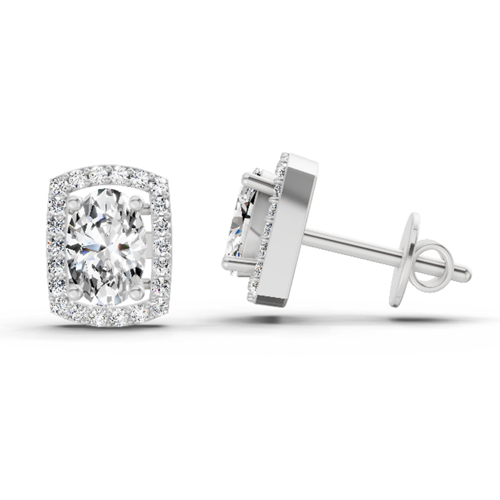 1.22 Ct Oval Shape Earrings 14K - White Gold