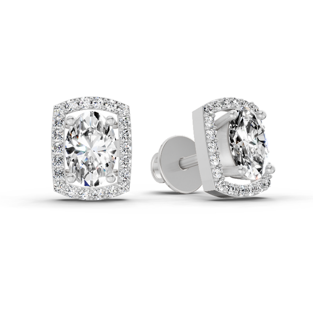 1.22 Ct Oval Shape Earrings 14K - White Gold