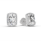1.22 Ct Oval Shape Earrings 14K - White Gold