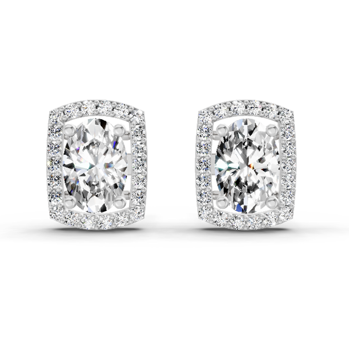 1.22 Ct Oval Shape Earrings 14K - White Gold