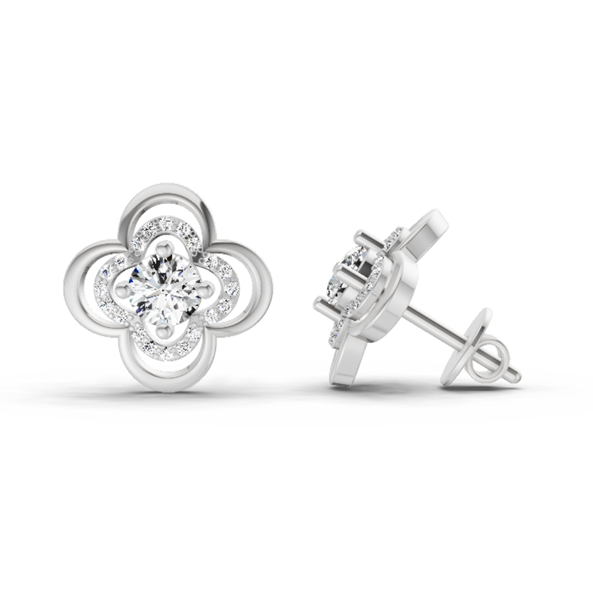 0.65 Carat Round Fashion Earrings 14K - White Gold