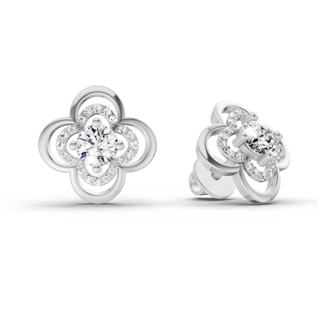 0.65 Carat Round Fashion Earrings 14K - White Gold