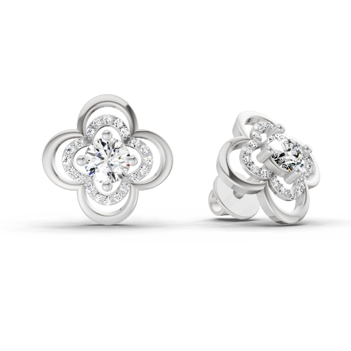 0.65 Carat Round Fashion Earrings 14K - White Gold