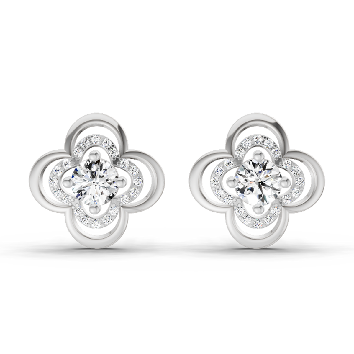 0.65 Carat Round Fashion Earrings 14K - White Gold