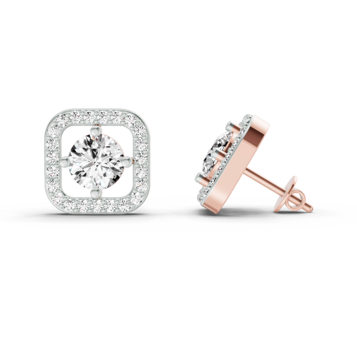 1.9 Carat Round Stud Earrings 14K - Rose Gold