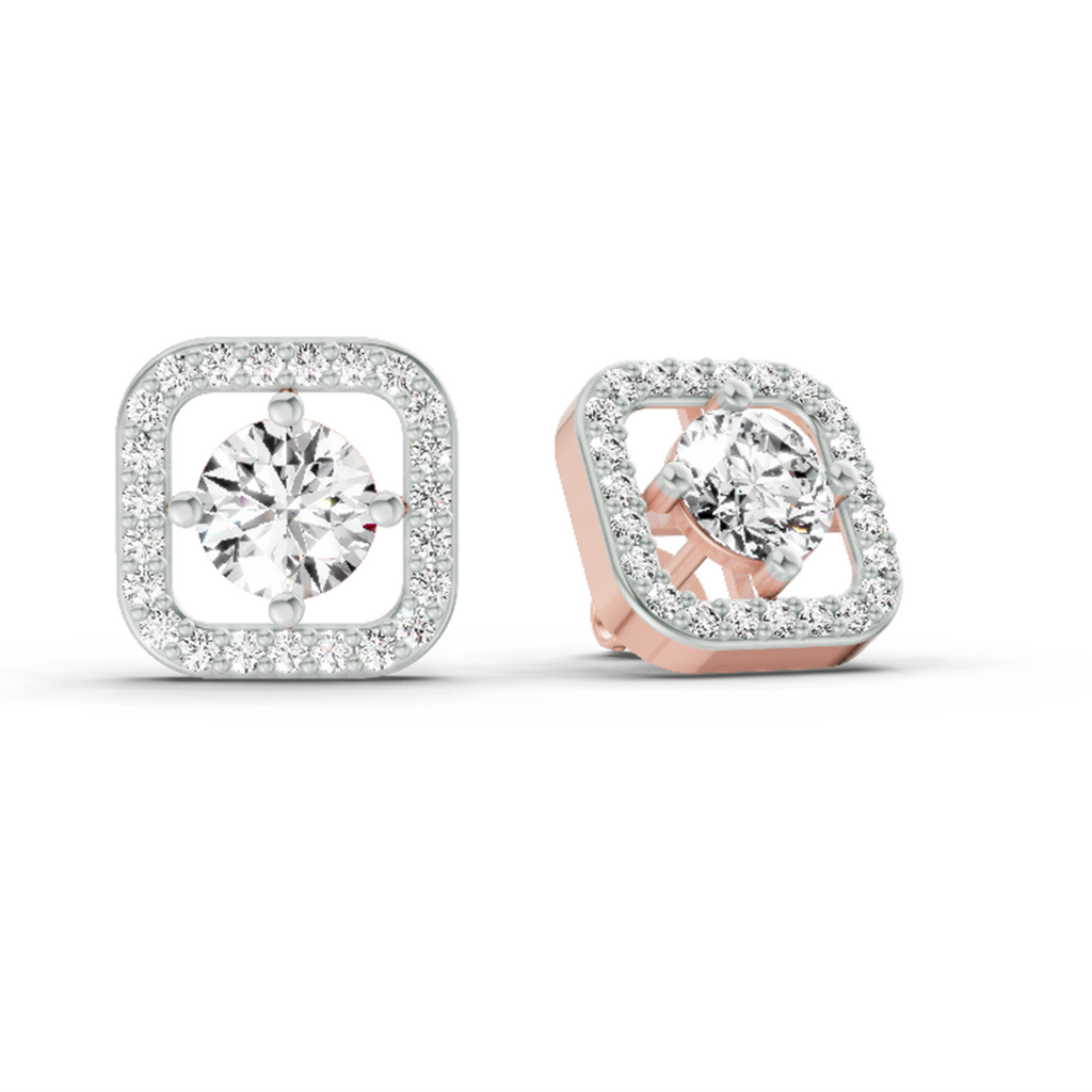 1.9 Carat Round Stud Earrings 14K - Rose Gold