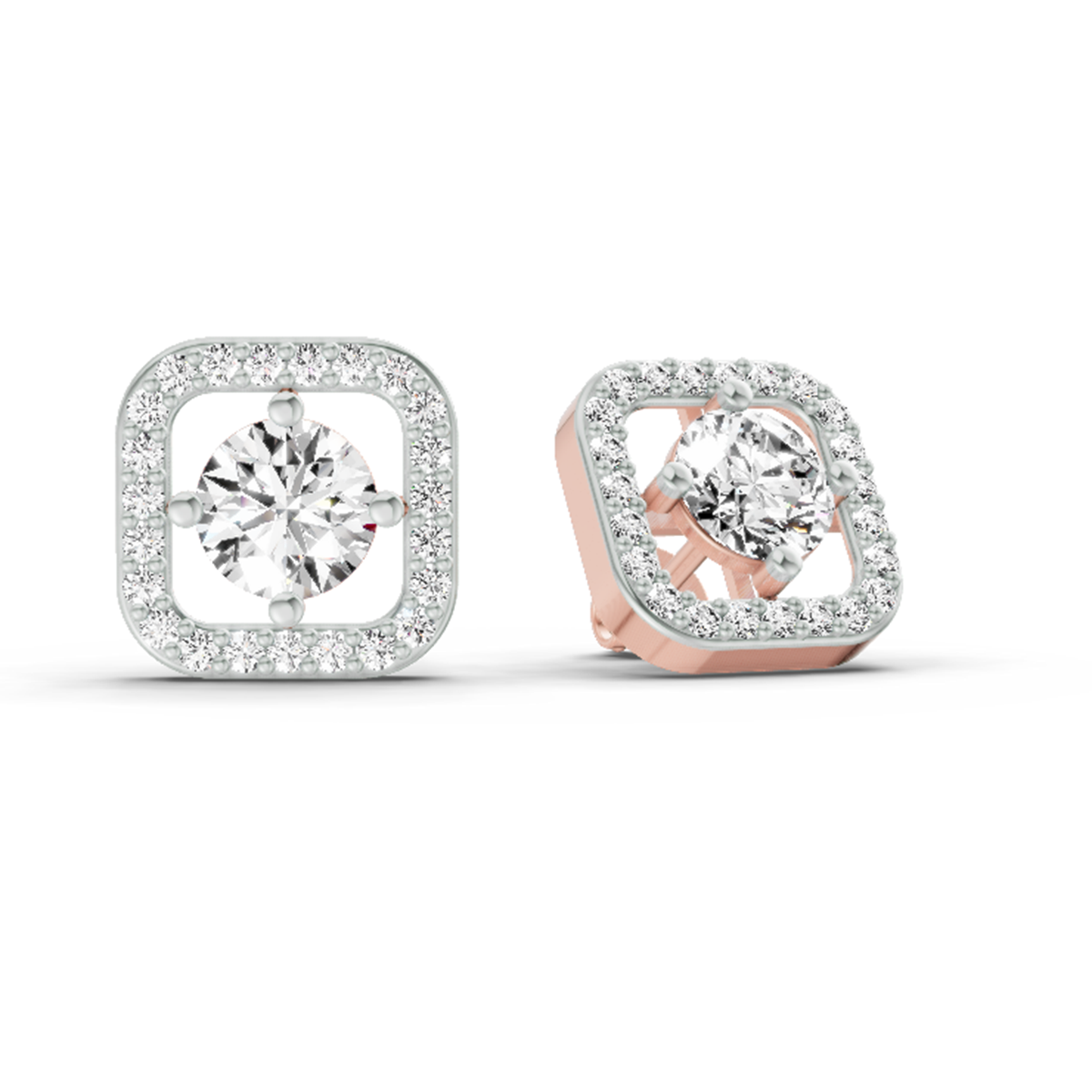 1.9 Carat Round Stud Earrings 14K - Rose Gold