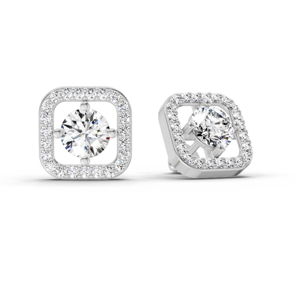 1.9 Carat Round Stud Earrings 14K - White Gold