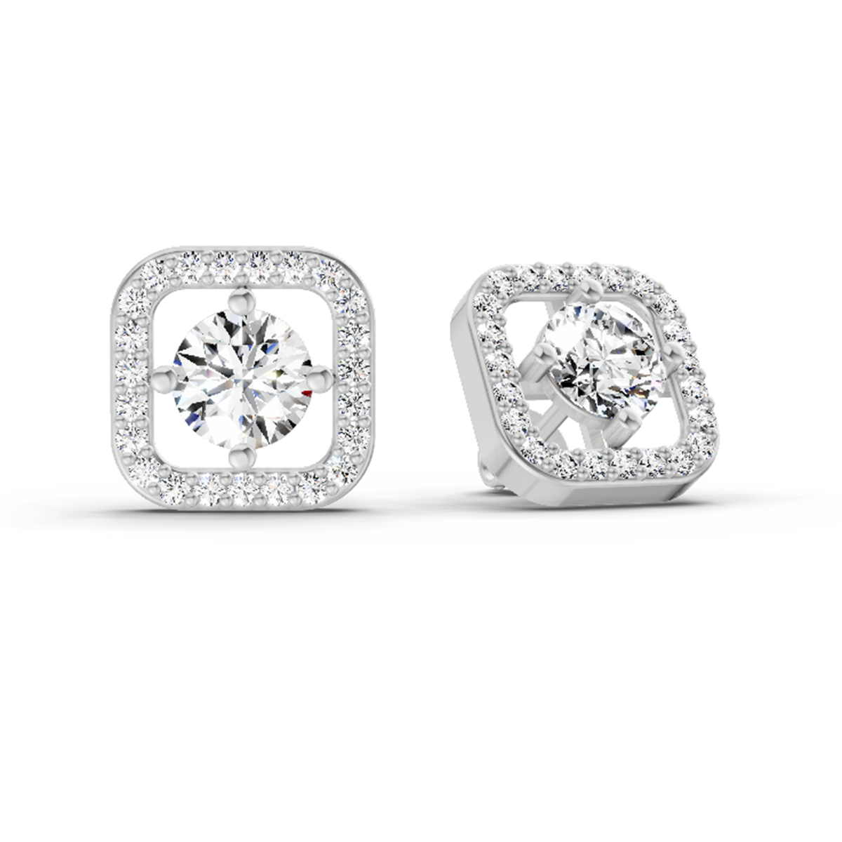 1.9 Carat Round Stud Earrings 14K - White Gold