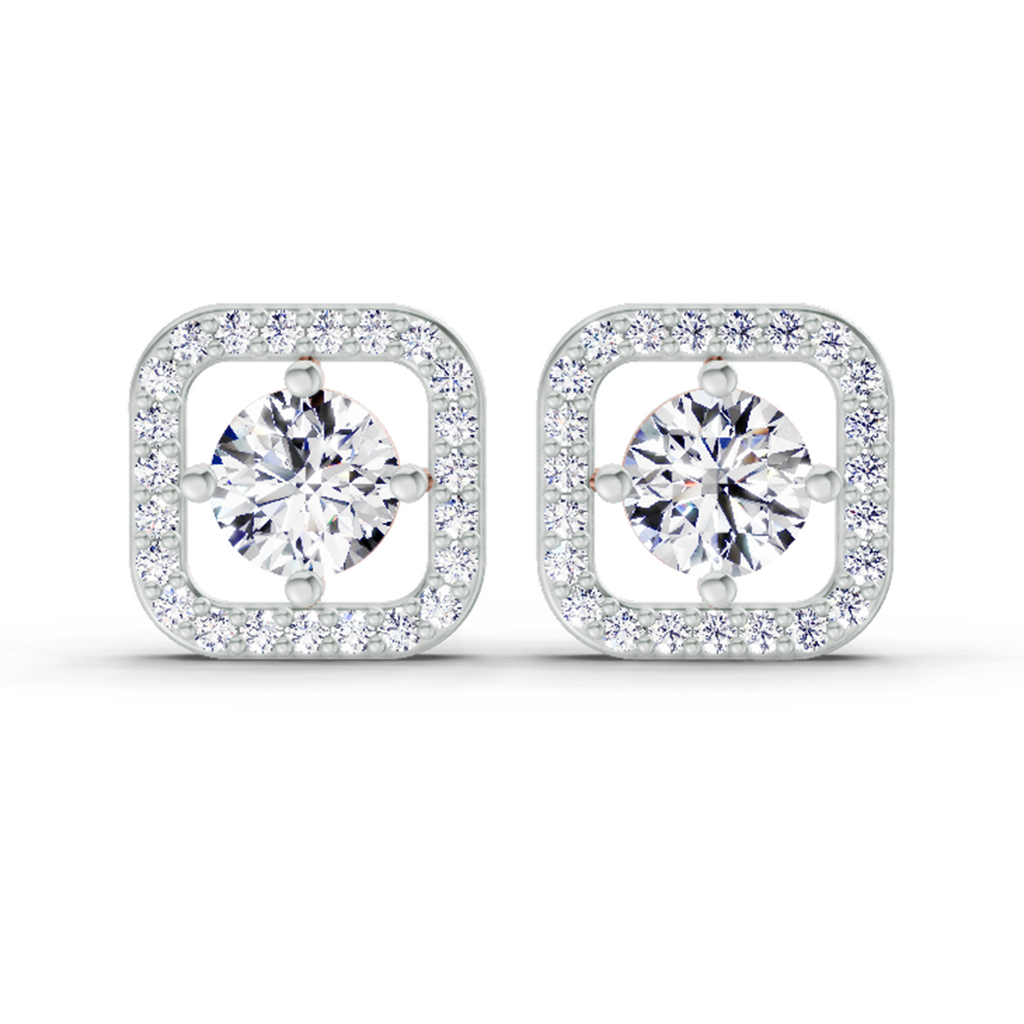 1.9 Carat Round Stud Earrings 14K - White Gold