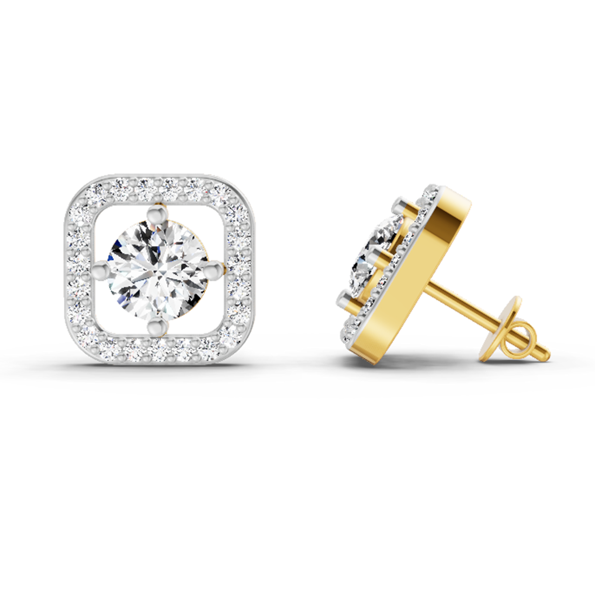 1.9 Carat Round Stud Earrings 14K