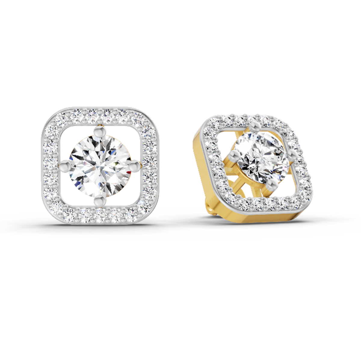 1.9 Carat Round Stud Earrings 14K