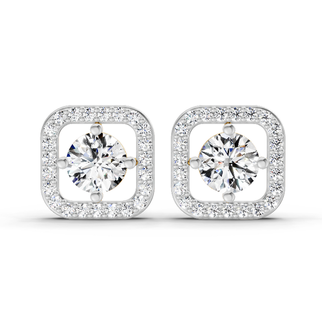 1.9 Carat Round Stud Earrings 14K