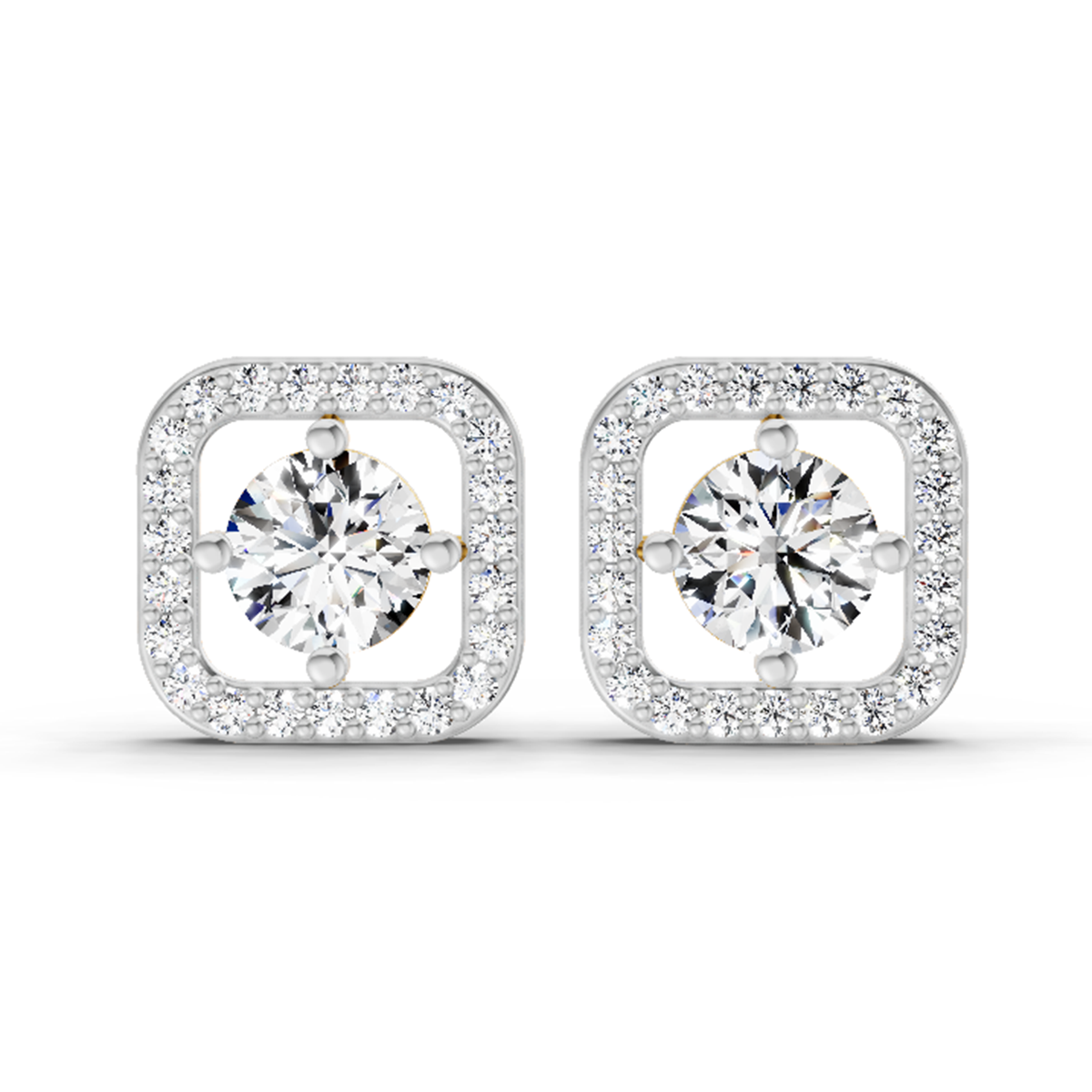 1.9 Carat Round Stud Earrings 14K