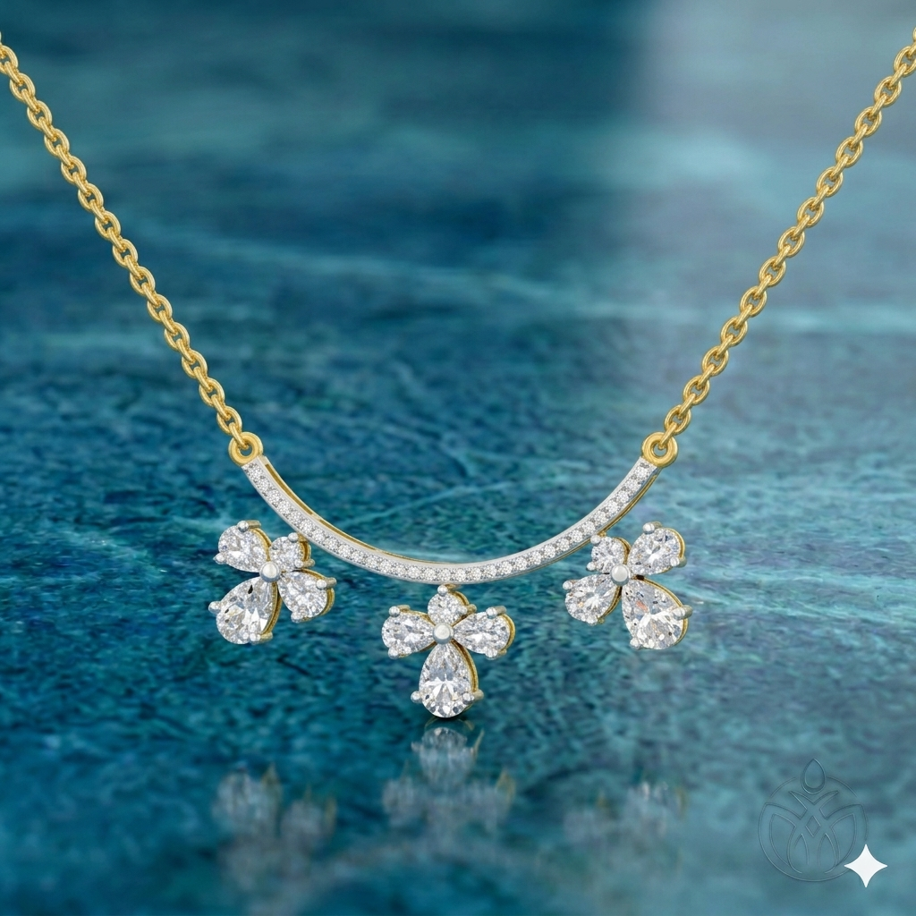 Majestic Pear Floral Diamond Necklace