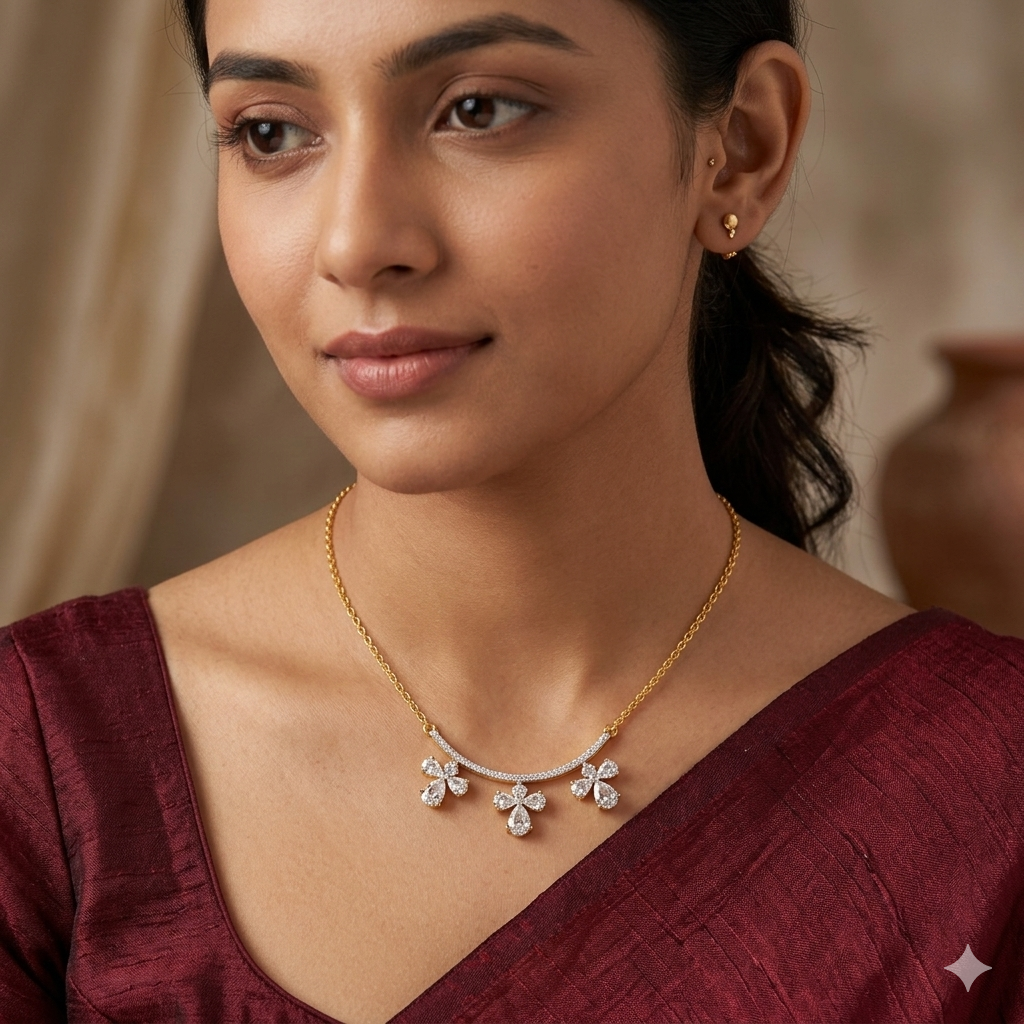 Majestic Pear Floral Diamond Necklace