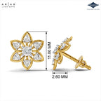Arias by Lara Six-Petal Diamond Flower Gold Earrings